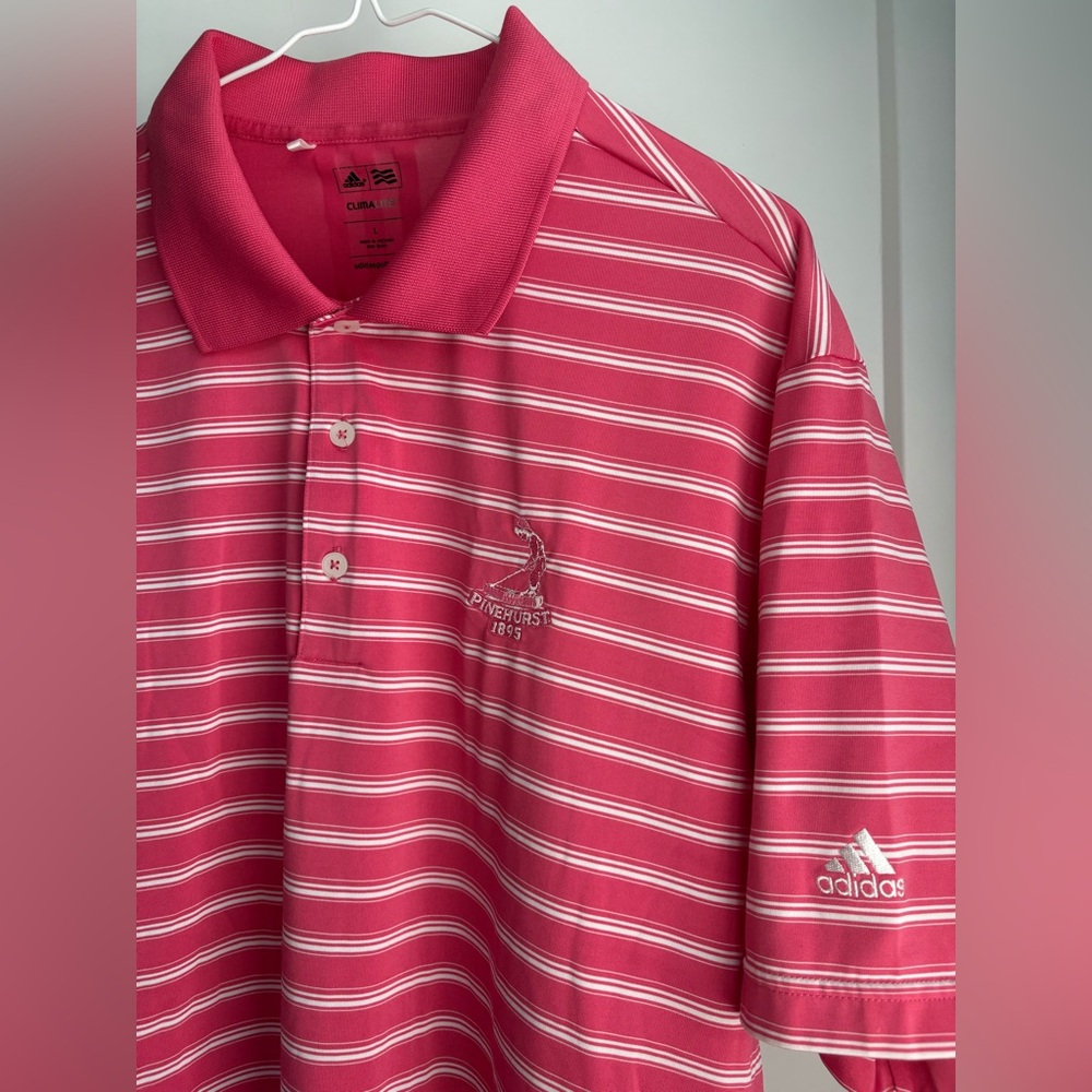ADIDAS | Pinehurst 1895 | Deep Mauve striped Polo | Men’s Size L - Picture 5 of 9